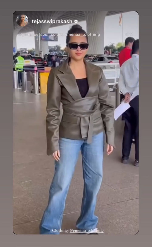 Foxx Olive Green Leather Wrap Jacket